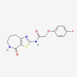 molecular formula C15H14FN3O3S B2576989 2-(4-fluorophenoxy)-N-(4-oxo-5,6,7,8-tetrahydro-4H-thiazolo[5,4-c]azepin-2-yl)acetamide CAS No. 1797093-73-2