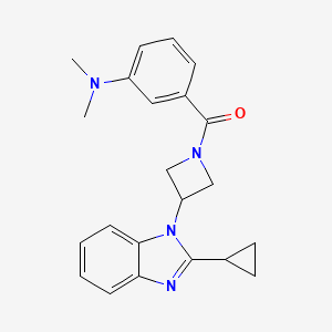 molecular formula C22H24N4O B2577003 [3-(2-Cyclopropylbenzimidazol-1-yl)azetidin-1-yl]-[3-(dimethylamino)phenyl]methanone CAS No. 2380009-56-1