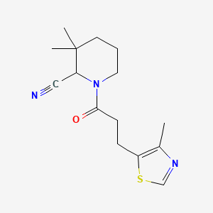 3,3-Dimethyl-1-[3-(4-methyl-1,3-thiazol-5-yl)propanoyl]piperidine-2-carbonitrile