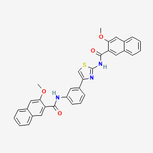 molecular formula C33H25N3O4S B2577007 3-甲氧基-N-[3-[2-[(3-甲氧基萘-2-甲酰)氨基]-1,3-噻唑-4-基]苯基]萘-2-甲酰胺 CAS No. 391222-87-0
