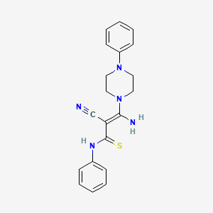 (E)-3-amino-2-cyano-N-phenyl-3-(4-phenylpiperazin-1-yl)prop-2-enethioamide