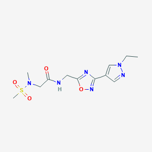 molecular formula C12H18N6O4S B2577015 N-((3-(1-ethyl-1H-pyrazol-4-yl)-1,2,4-oxadiazol-5-yl)methyl)-2-(N-methylmethylsulfonamido)acetamide CAS No. 2180010-54-0