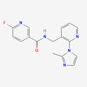 molecular formula C16H14FN5O B2577021 6-fluoro-N-{[2-(2-methyl-1H-imidazol-1-yl)pyridin-3-yl]methyl}pyridine-3-carboxamide CAS No. 1445166-28-8
