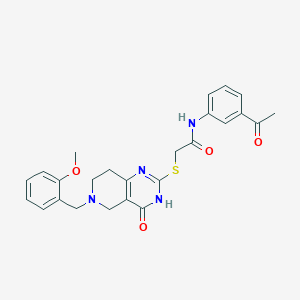 molecular formula C25H26N4O4S B2577022 N-(3-acetylphenyl)-2-{[6-(2-methoxybenzyl)-4-oxo-3,4,5,6,7,8-hexahydropyrido[4,3-d]pyrimidin-2-yl]sulfanyl}acetamide CAS No. 1112363-48-0