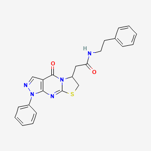 B2577086 2-(4-oxo-1-phenyl-1,4,6,7-tetrahydropyrazolo[3,4-d]thiazolo[3,2-a]pyrimidin-6-yl)-N-phenethylacetamide CAS No. 941889-71-0
