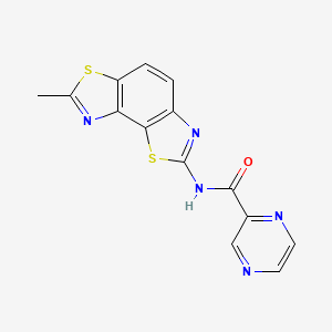 molecular formula C14H9N5OS2 B2577102 N-(7-methyl-[1,3]thiazolo[5,4-e][1,3]benzothiazol-2-yl)pyrazine-2-carboxamide CAS No. 1206989-34-5