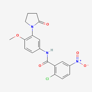 molecular formula C18H16ClN3O5 B2577131 2-chloro-N-[4-methoxy-3-(2-oxopyrrolidin-1-yl)phenyl]-5-nitrobenzamide CAS No. 941934-28-7