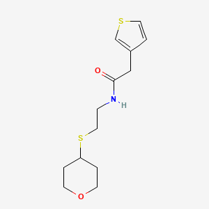 molecular formula C13H19NO2S2 B2577146 N-[2-(oxan-4-ylsulfanyl)ethyl]-2-(thiophen-3-yl)acetamide CAS No. 1904133-92-1