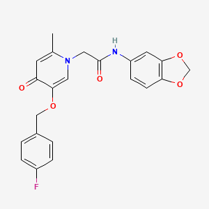 molecular formula C22H19FN2O5 B2577225 N-(2H-1,3-benzodioxol-5-yl)-2-{5-[(4-fluorophenyl)methoxy]-2-methyl-4-oxo-1,4-dihydropyridin-1-yl}acetamide CAS No. 946254-15-5