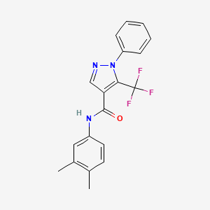 molecular formula C19H16F3N3O B2577248 N-(3,4-dimethylphenyl)-1-phenyl-5-(trifluoromethyl)-1H-pyrazole-4-carboxamide CAS No. 956612-52-5
