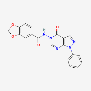molecular formula C19H13N5O4 B2577249 N-(4-oxo-1-phenyl-1H-pyrazolo[3,4-d]pyrimidin-5(4H)-yl)benzo[d][1,3]dioxole-5-carboxamide CAS No. 899946-00-0