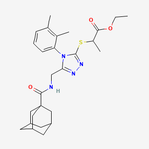 molecular formula C27H36N4O3S B2577258 Ethyl 2-[[5-[(adamantane-1-carbonylamino)methyl]-4-(2,3-dimethylphenyl)-1,2,4-triazol-3-yl]sulfanyl]propanoate CAS No. 477299-87-9