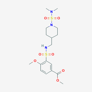 molecular formula C17H27N3O7S2 B2577269 methyl 3-({[1-(dimethylsulfamoyl)piperidin-4-yl]methyl}sulfamoyl)-4-methoxybenzoate CAS No. 2034357-27-0