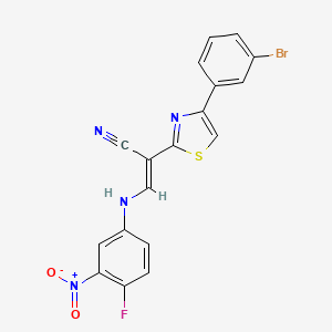 (2E)-2-[4-(3-bromophenyl)-1,3-thiazol-2-yl]-3-[(4-fluoro-3-nitrophenyl)amino]prop-2-enenitrile