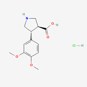 (3S,4R)-4-(3,4-Dimethoxyphenyl)pyrrolidine-3-carboxylic acid;hydrochloride