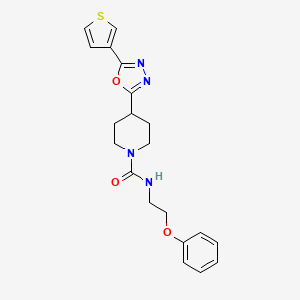 molecular formula C20H22N4O3S B2577285 N-(2-PHENOXYETHYL)-4-[5-(THIOPHEN-3-YL)-1,3,4-OXADIAZOL-2-YL]PIPERIDINE-1-CARBOXAMIDE CAS No. 1448136-04-6