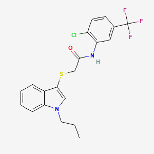 molecular formula C20H18ClF3N2OS B2577391 N-[2-chloro-5-(trifluoromethyl)phenyl]-2-[(1-propyl-1H-indol-3-yl)sulfanyl]acetamide CAS No. 450351-07-2