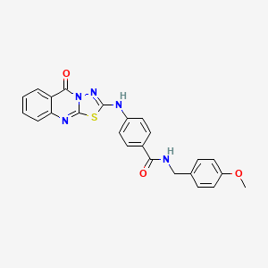 molecular formula C24H19N5O3S B2577416 N-[(4-methoxyphenyl)methyl]-4-({5-oxo-5H-[1,3,4]thiadiazolo[2,3-b]quinazolin-2-yl}amino)benzamide CAS No. 1114647-19-6