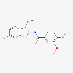 molecular formula C18H17BrN2O3S B2577431 N-[(2E)-6-bromo-3-ethyl-2,3-dihydro-1,3-benzothiazol-2-ylidene]-3,4-dimethoxybenzamide CAS No. 865544-37-2