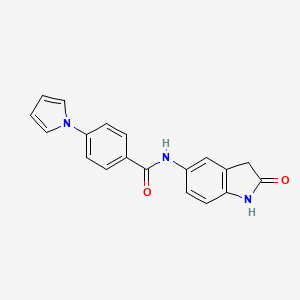molecular formula C19H15N3O2 B2577485 N-(2-oxoindolin-5-yl)-4-(1H-pyrrol-1-yl)benzamide CAS No. 1327233-75-9