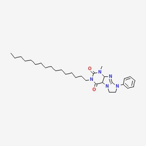 molecular formula C30H45N5O2 B2577491 3-hexadecyl-1-methyl-8-phenyl-1H,2H,3H,4H,6H,7H,8H-imidazo[1,2-g]purine-2,4-dione CAS No. 1331135-76-2