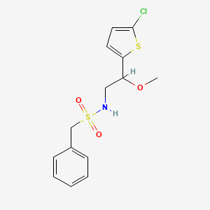molecular formula C14H16ClNO3S2 B2577542 N-[2-(5-chlorothiophen-2-yl)-2-methoxyethyl]-1-phenylmethanesulfonamide CAS No. 2034405-11-1