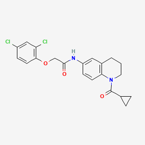 molecular formula C21H20Cl2N2O3 B2577581 N-(1-cyclopropanecarbonyl-1,2,3,4-tetrahydroquinolin-6-yl)-2-(2,4-dichlorophenoxy)acetamide CAS No. 941944-66-7