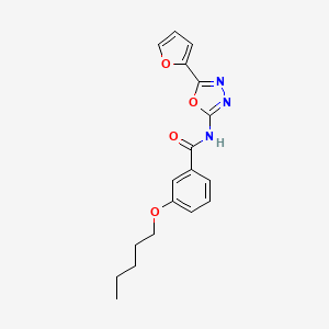 molecular formula C18H19N3O4 B2577599 N-[5-(furan-2-yl)-1,3,4-oxadiazol-2-yl]-3-(pentyloxy)benzamide CAS No. 862808-98-8