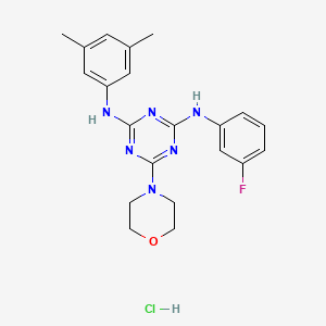 molecular formula C21H24ClFN6O B2577600 N2-(3,5-dimethylphenyl)-N4-(3-fluorophenyl)-6-(morpholin-4-yl)-1,3,5-triazine-2,4-diamine hydrochloride CAS No. 1179488-74-4