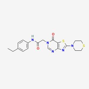 molecular formula C19H21N5O2S2 B2577647 N-(4-ethylphenyl)-2-[7-oxo-2-(thiomorpholin-4-yl)-6H,7H-[1,3]thiazolo[4,5-d]pyrimidin-6-yl]acetamide CAS No. 1223913-38-9