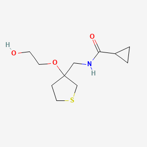 molecular formula C11H19NO3S B2577672 N-{[3-(2-hydroxyethoxy)thiolan-3-yl]methyl}cyclopropanecarboxamide CAS No. 2309707-67-1