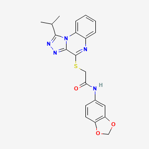 molecular formula C21H19N5O3S B2577701 N-(2H-1,3-benzodioxol-5-yl)-2-{[1-(propan-2-yl)-[1,2,4]triazolo[4,3-a]quinoxalin-4-yl]sulfanyl}acetamide CAS No. 1359478-64-0