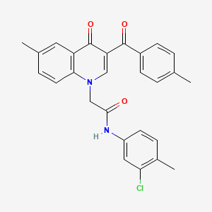 molecular formula C27H23ClN2O3 B2577722 N-(3-chloro-4-methylphenyl)-2-[6-methyl-3-(4-methylbenzoyl)-4-oxo-1,4-dihydroquinolin-1-yl]acetamide CAS No. 895650-68-7
