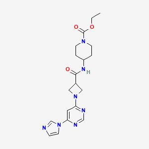 molecular formula C19H25N7O3 B2577756 ethyl 4-{1-[6-(1H-imidazol-1-yl)pyrimidin-4-yl]azetidine-3-amido}piperidine-1-carboxylate CAS No. 2034230-23-2