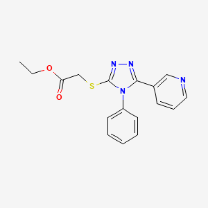 molecular formula C17H16N4O2S B2577777 Ethyl 2-(4-phenyl-5-(3-pyridyl)-1,2,4-triazol-3-ylthio)acetate 