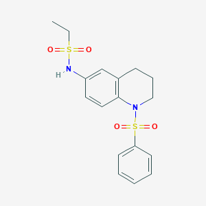 molecular formula C17H20N2O4S2 B2577836 N-[1-(benzenesulfonyl)-1,2,3,4-tetrahydroquinolin-6-yl]ethane-1-sulfonamide CAS No. 941929-84-6