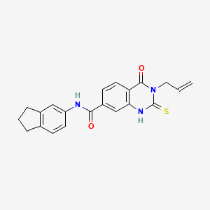 molecular formula C21H19N3O2S B2577897 N-(2,3-dihydro-1H-inden-5-yl)-4-oxo-3-(prop-2-en-1-yl)-2-sulfanylidene-1,2,3,4-tetrahydroquinazoline-7-carboxamide CAS No. 421590-83-2