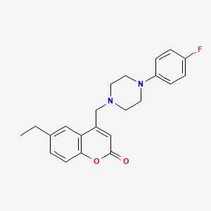 molecular formula C22H23FN2O2 B2577973 6-ethyl-4-{[4-(4-fluorophenyl)piperazin-1-yl]methyl}-2H-chromen-2-one CAS No. 862245-41-8