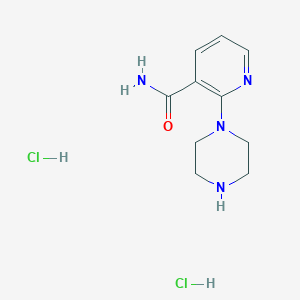 molecular formula C10H16Cl2N4O B2578005 2-(1-piperazinyl)nicotinamide dihydrochloride CAS No. 87394-52-3; 87394-64-7