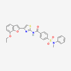 molecular formula C27H23N3O5S2 B2578052 N-[4-(7-ethoxy-1-benzofuran-2-yl)-1,3-thiazol-2-yl]-4-[methyl(phenyl)sulfamoyl]benzamide CAS No. 921570-73-2