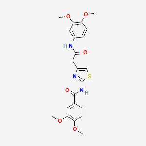 molecular formula C22H23N3O6S B2578156 N-(4-{[(3,4-dimethoxyphenyl)carbamoyl]methyl}-1,3-thiazol-2-yl)-3,4-dimethoxybenzamide CAS No. 1005308-35-9