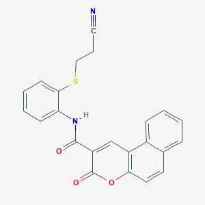 molecular formula C23H16N2O3S B2578158 N-{2-[(2-cyanoethyl)sulfanyl]phenyl}-3-oxo-3H-benzo[f]chromene-2-carboxamide CAS No. 397280-53-4