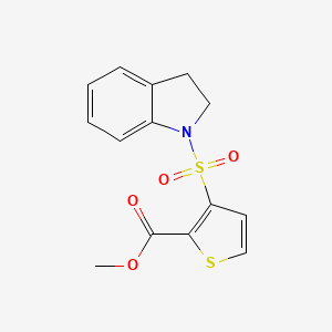 molecular formula C14H13NO4S2 B2578210 methyl 3-(2,3-dihydro-1H-indole-1-sulfonyl)thiophene-2-carboxylate CAS No. 930537-79-4