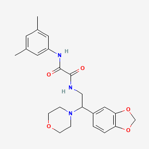 molecular formula C23H27N3O5 B2578235 N-[2-(2H-1,3-benzodioxol-5-yl)-2-(morpholin-4-yl)ethyl]-N'-(3,5-dimethylphenyl)ethanediamide CAS No. 896371-41-8
