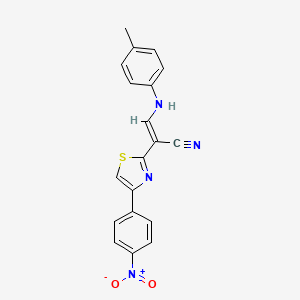 B2578299 (E)-2-(4-(4-nitrophenyl)thiazol-2-yl)-3-(p-tolylamino)acrylonitrile CAS No. 372978-59-1