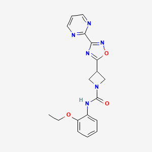 molecular formula C18H18N6O3 B2578363 N-(2-ethoxyphenyl)-3-[3-(pyrimidin-2-yl)-1,2,4-oxadiazol-5-yl]azetidine-1-carboxamide CAS No. 1331270-64-4