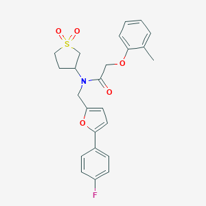 molecular formula C24H24FNO5S B257838 N-(1,1-dioxidotetrahydrothiophen-3-yl)-N-{[5-(4-fluorophenyl)furan-2-yl]methyl}-2-(2-methylphenoxy)acetamide 