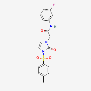 molecular formula C18H16FN3O4S B2578424 N-(3-fluorophenyl)-2-[3-(4-methylbenzenesulfonyl)-2-oxo-2,3-dihydro-1H-imidazol-1-yl]acetamide CAS No. 942005-51-8
