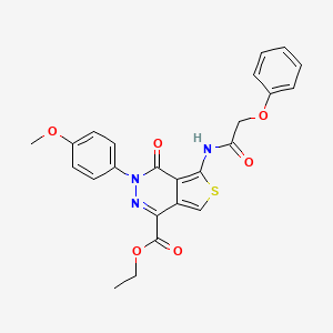 molecular formula C24H21N3O6S B2578443 ethyl 3-(4-methoxyphenyl)-4-oxo-5-(2-phenoxyacetamido)-3H,4H-thieno[3,4-d]pyridazine-1-carboxylate CAS No. 851952-29-9