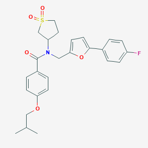 molecular formula C26H28FNO5S B257847 N-(1,1-dioxidotetrahydrothiophen-3-yl)-N-{[5-(4-fluorophenyl)furan-2-yl]methyl}-4-(2-methylpropoxy)benzamide 